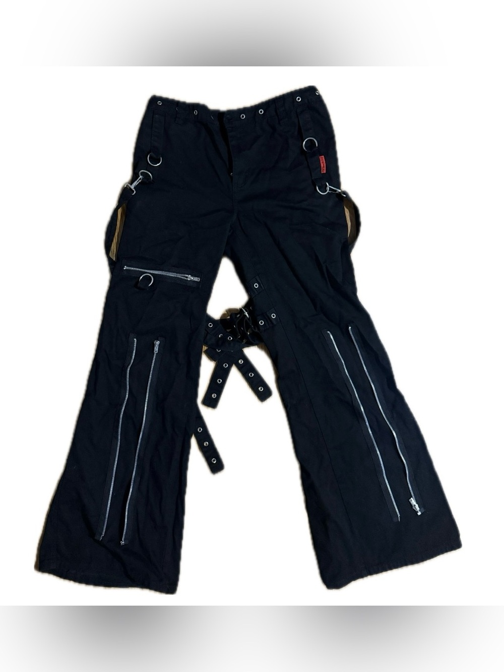 Tripp NYC Black Gothic Utility Cargo Pants with Straps